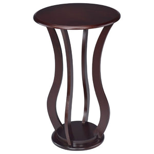 English Elm Cherry Pedestal Accent Table with Round Faux Marble Top for Living Room or Bedroom B2777P535926