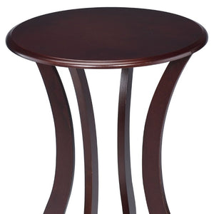 English Elm Cherry Pedestal Accent Table with Round Faux Marble Top for Living Room or Bedroom B2777P535926