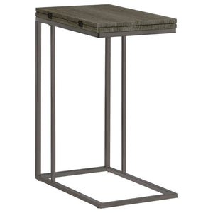 English Elm Weathered Grey Wood Grain Expandable Sofa Snack Table with Black Nickel U Base B2777P535928