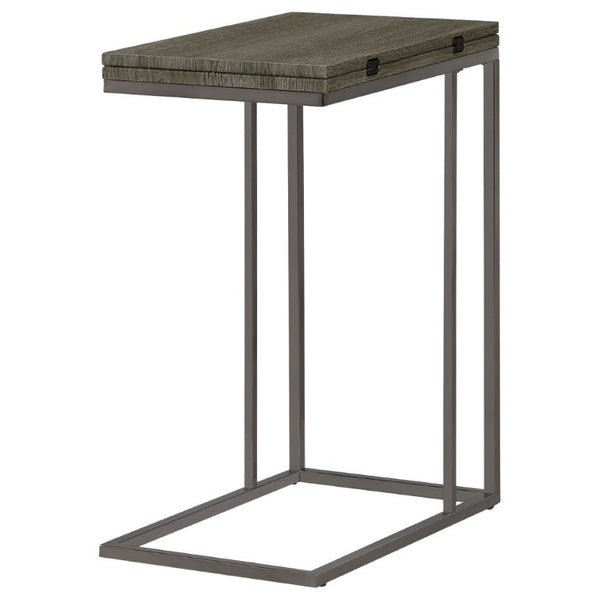 English Elm Weathered Grey Wood Grain Expandable Sofa Snack Table with Black Nickel U Base B2777P535928