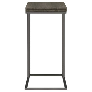 English Elm Weathered Grey Wood Grain Expandable Sofa Snack Table with Black Nickel U Base B2777P535928