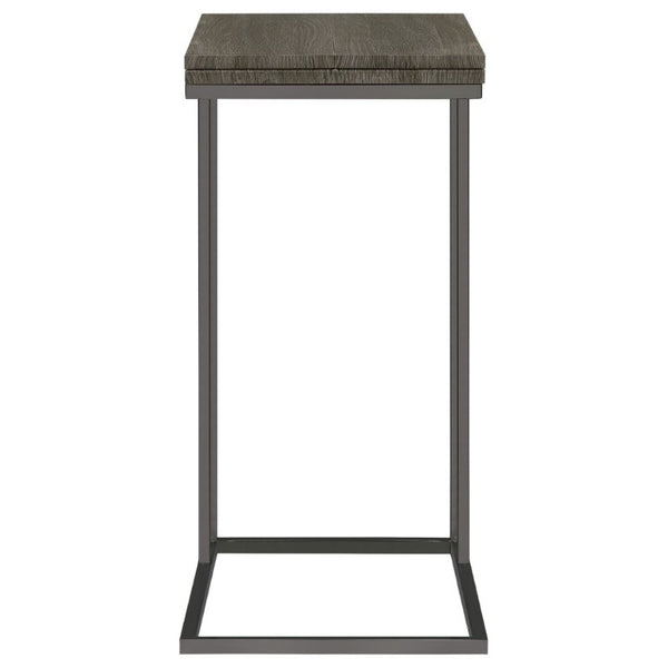 English Elm Weathered Grey Wood Grain Expandable Sofa Snack Table with Black Nickel U Base B2777P535928