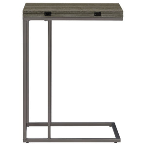 English Elm Weathered Grey Wood Grain Expandable Sofa Snack Table with Black Nickel U Base B2777P535928