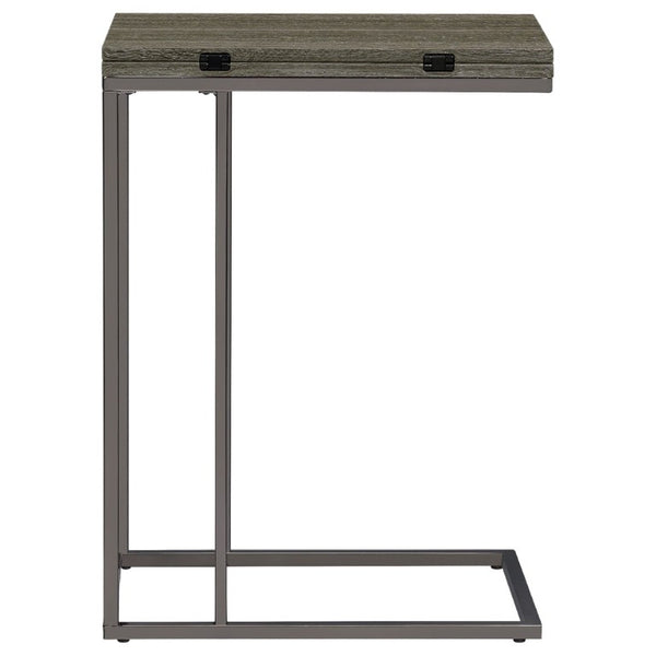 English Elm Weathered Grey Wood Grain Expandable Sofa Snack Table with Black Nickel U Base B2777P535928