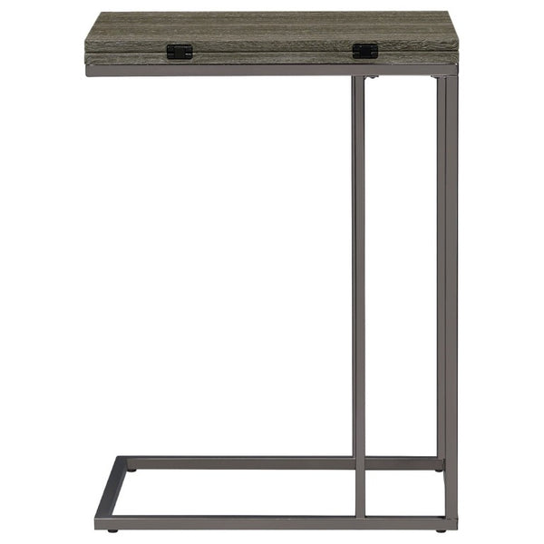 English Elm Weathered Grey Wood Grain Expandable Sofa Snack Table with Black Nickel U Base B2777P535928