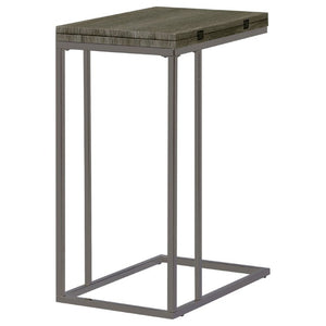 English Elm Weathered Grey Wood Grain Expandable Sofa Snack Table with Black Nickel U Base B2777P535928