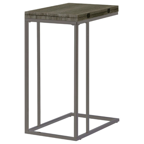 English Elm Weathered Grey Wood Grain Expandable Sofa Snack Table with Black Nickel U Base B2777P535928