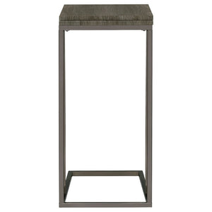 English Elm Weathered Grey Wood Grain Expandable Sofa Snack Table with Black Nickel U Base B2777P535928