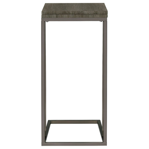 English Elm Weathered Grey Wood Grain Expandable Sofa Snack Table with Black Nickel U Base B2777P535928
