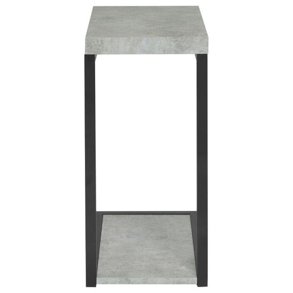 English Elm Cement Finish Snack Table with Angular Black Metal Frame for Modern Loft Living B2777P535930