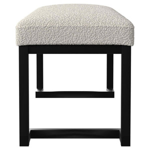 English Elm Mira Channel Tufted Boucle Bench with Black Metal Base for Bedroom or Entryway B2777P535934
