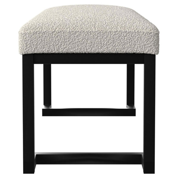 English Elm Mira Channel Tufted Boucle Bench with Black Metal Base for Bedroom or Entryway B2777P535934