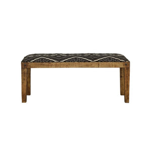 English Elm Black White Geometric Upholstered Bench Mango Wood Frame Nailhead Entryway Accent B2777P535937