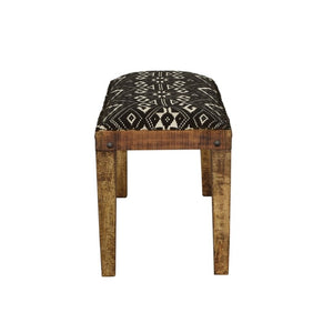 English Elm Black White Geometric Upholstered Bench Mango Wood Frame Nailhead Entryway Accent B2777P535937