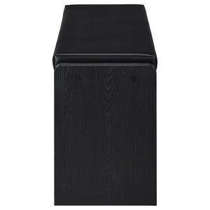 English Elm Astor Entryway Storage Bench with Cushioned Seat Drawer and Adjustable Shelf in Black B2777P535938