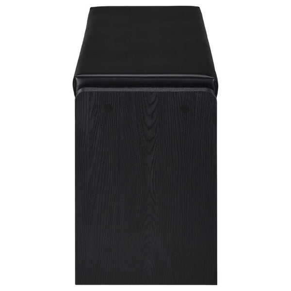 English Elm Astor Entryway Storage Bench with Cushioned Seat Drawer and Adjustable Shelf in Black B2777P535938