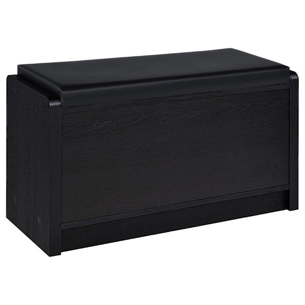 English Elm Astor Entryway Storage Bench with Cushioned Seat Drawer and Adjustable Shelf in Black B2777P535938