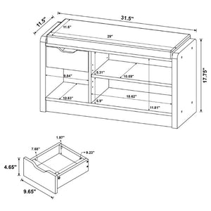 English Elm Astor Entryway Storage Bench with Cushioned Seat Drawer and Adjustable Shelf in Black B2777P535938