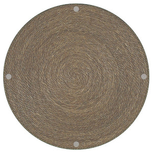 English Elm Burma Woven Seagrass Round Side Table with Tempered Glass Top Bohemian Accent B2777P535939