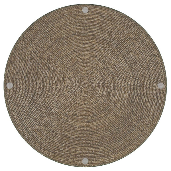 English Elm Burma Woven Seagrass Round Side Table with Tempered Glass Top Bohemian Accent B2777P535939