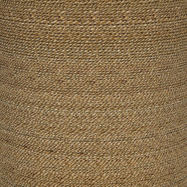 English Elm Burma Woven Seagrass Round Side Table with Tempered Glass Top Bohemian Accent B2777P535939