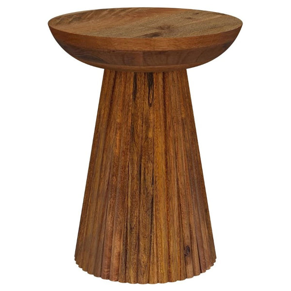 English Elm Waters Wild Honey Mango Wood Pedestal Side Table with Scalloped Bowl Top B2777P535940