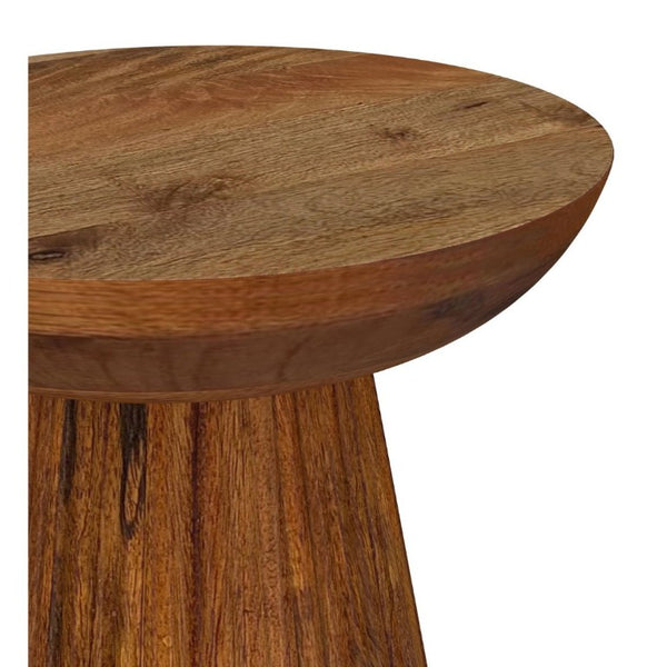 English Elm Waters Wild Honey Mango Wood Pedestal Side Table with Scalloped Bowl Top B2777P535940