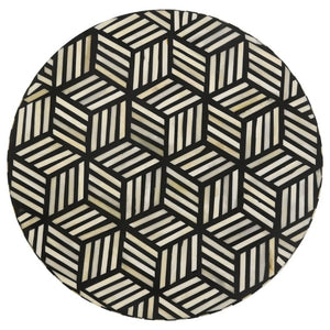 English Elm Black Bone Mosaic Round Accent Table with Gold Hairpin Tripod Base for Modern Interiors B2777P535942
