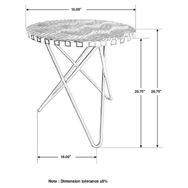 English Elm Black Bone Mosaic Round Accent Table with Gold Hairpin Tripod Base for Modern Interiors B2777P535942