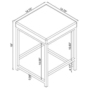 English Elm Light Grey Leatherette Square Vanity Stool with Chrome Base for Bedroom or Entryway B2777P535943