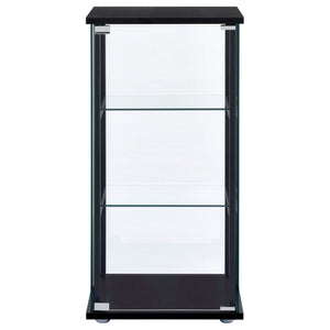 English Elm Callie Matte Black Tempered Glass Curio Cabinet Three Shelf Display for Compact Spaces B2777P535944