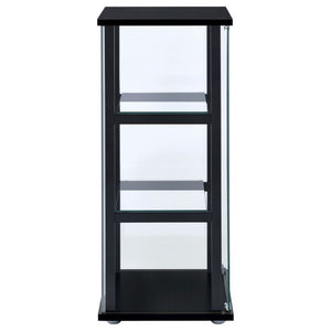 English Elm Callie Matte Black Tempered Glass Curio Cabinet Three Shelf Display for Compact Spaces B2777P535944