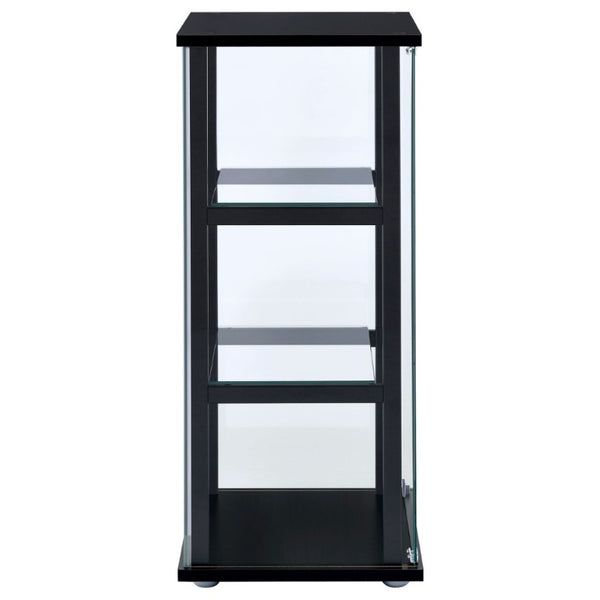 English Elm Callie Matte Black Tempered Glass Curio Cabinet Three Shelf Display for Compact Spaces B2777P535944