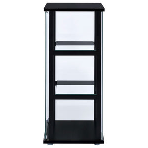English Elm Callie Matte Black Tempered Glass Curio Cabinet Three Shelf Display for Compact Spaces B2777P535944