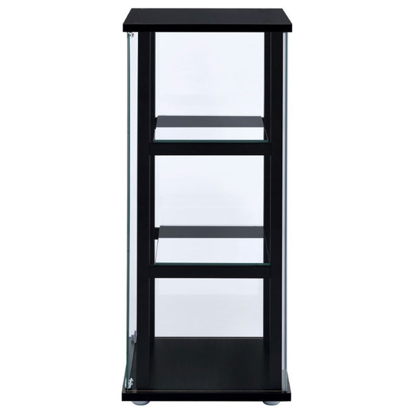 English Elm Callie Matte Black Tempered Glass Curio Cabinet Three Shelf Display for Compact Spaces B2777P535944