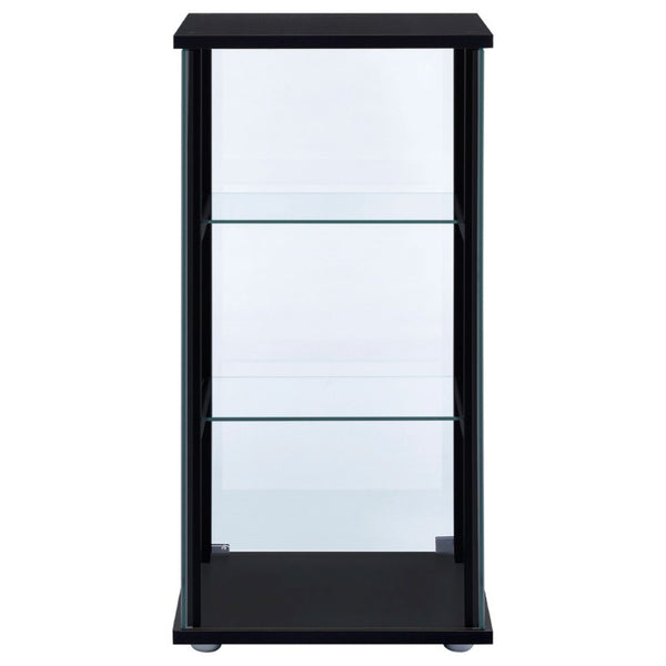 English Elm Callie Matte Black Tempered Glass Curio Cabinet Three Shelf Display for Compact Spaces B2777P535944