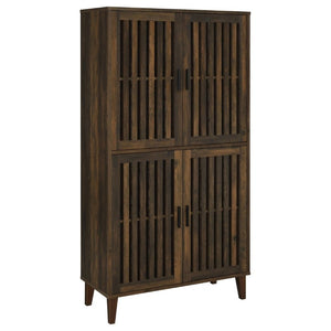 English Elm Sakai Tall Storage Cabinet with Slatted Doors Asian Hardwood Dark Pine Living Room B2777P535946