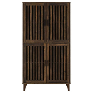 English Elm Sakai Tall Storage Cabinet with Slatted Doors Asian Hardwood Dark Pine Living Room B2777P535946