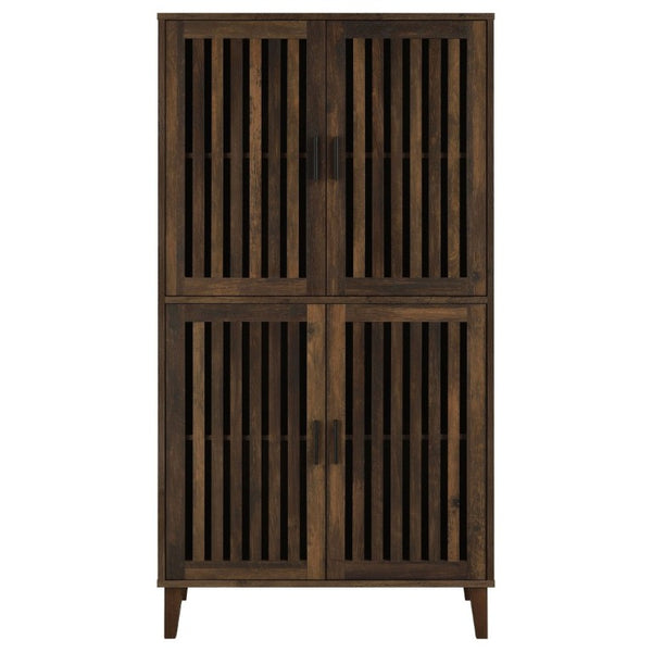 English Elm Sakai Tall Storage Cabinet with Slatted Doors Asian Hardwood Dark Pine Living Room B2777P535946