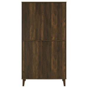 English Elm Sakai Tall Storage Cabinet with Slatted Doors Asian Hardwood Dark Pine Living Room B2777P535946