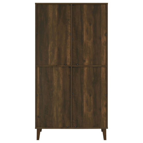 English Elm Sakai Tall Storage Cabinet with Slatted Doors Asian Hardwood Dark Pine Living Room B2777P535946