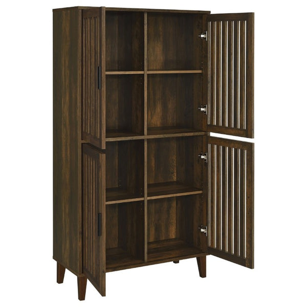 English Elm Sakai Tall Storage Cabinet with Slatted Doors Asian Hardwood Dark Pine Living Room B2777P535946