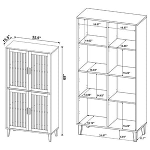 English Elm Sakai Tall Storage Cabinet with Slatted Doors Asian Hardwood Dark Pine Living Room B2777P535946