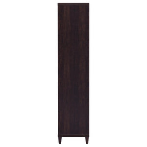English Elm Nestor Tall Storage Cabinet Rustic Tobacco Finish Brass Hardware Two Drawers B2777P535947