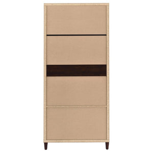 English Elm Nestor Tall Storage Cabinet Rustic Tobacco Finish Brass Hardware Two Drawers B2777P535947