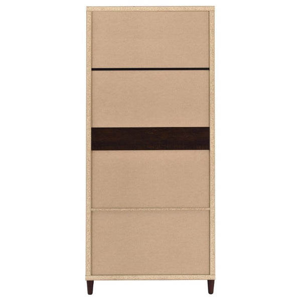 English Elm Nestor Tall Storage Cabinet Rustic Tobacco Finish Brass Hardware Two Drawers B2777P535947