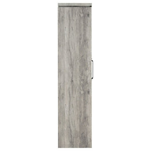 English Elm Myerson Tall Glass Door Storage Cabinet Driftwood Finish Adjustable Shelves Entryway B2777P535948