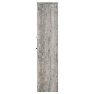 English Elm Myerson Tall Glass Door Storage Cabinet Driftwood Finish Adjustable Shelves Entryway B2777P535948
