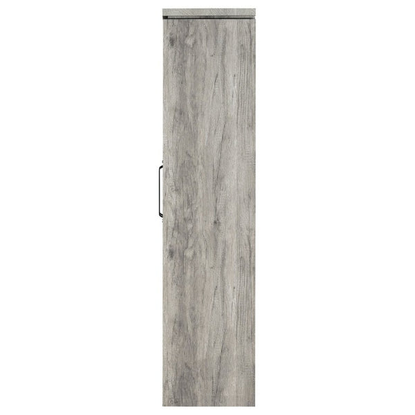 English Elm Myerson Tall Glass Door Storage Cabinet Driftwood Finish Adjustable Shelves Entryway B2777P535948