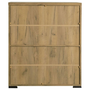 English Elm Golden Oak Two Tone Accent Cabinet with Black Metal Mesh Doors for Entryway Storage B2777P535949